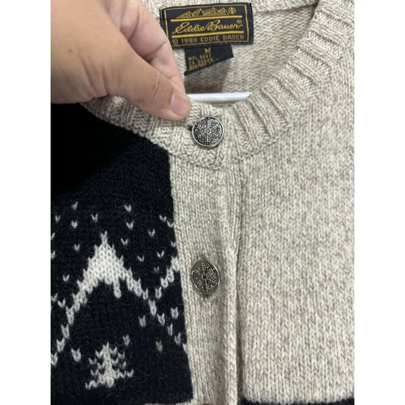 EDDIE BAUER Vintage Women Winter Cardigan Sweater Wool 80's USA Made MEDIUM READ - Picture 6 of 8